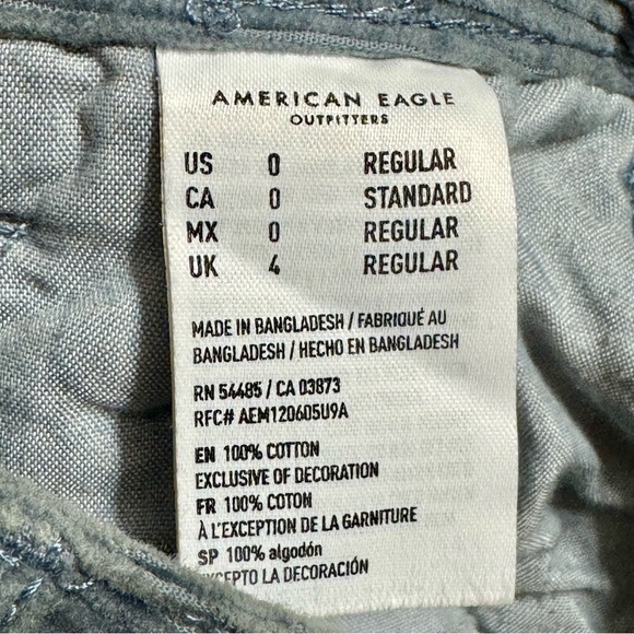 American Eagle High Rise A Line Zip Front Y2K Corduroy Blue Gray Mini Skirt - Picture 11 of 11